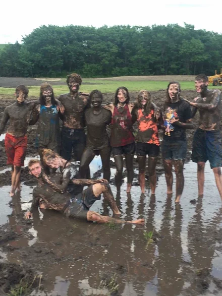 Mud fight with friends