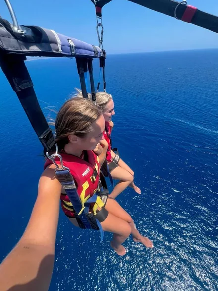 Parasailing over the sea