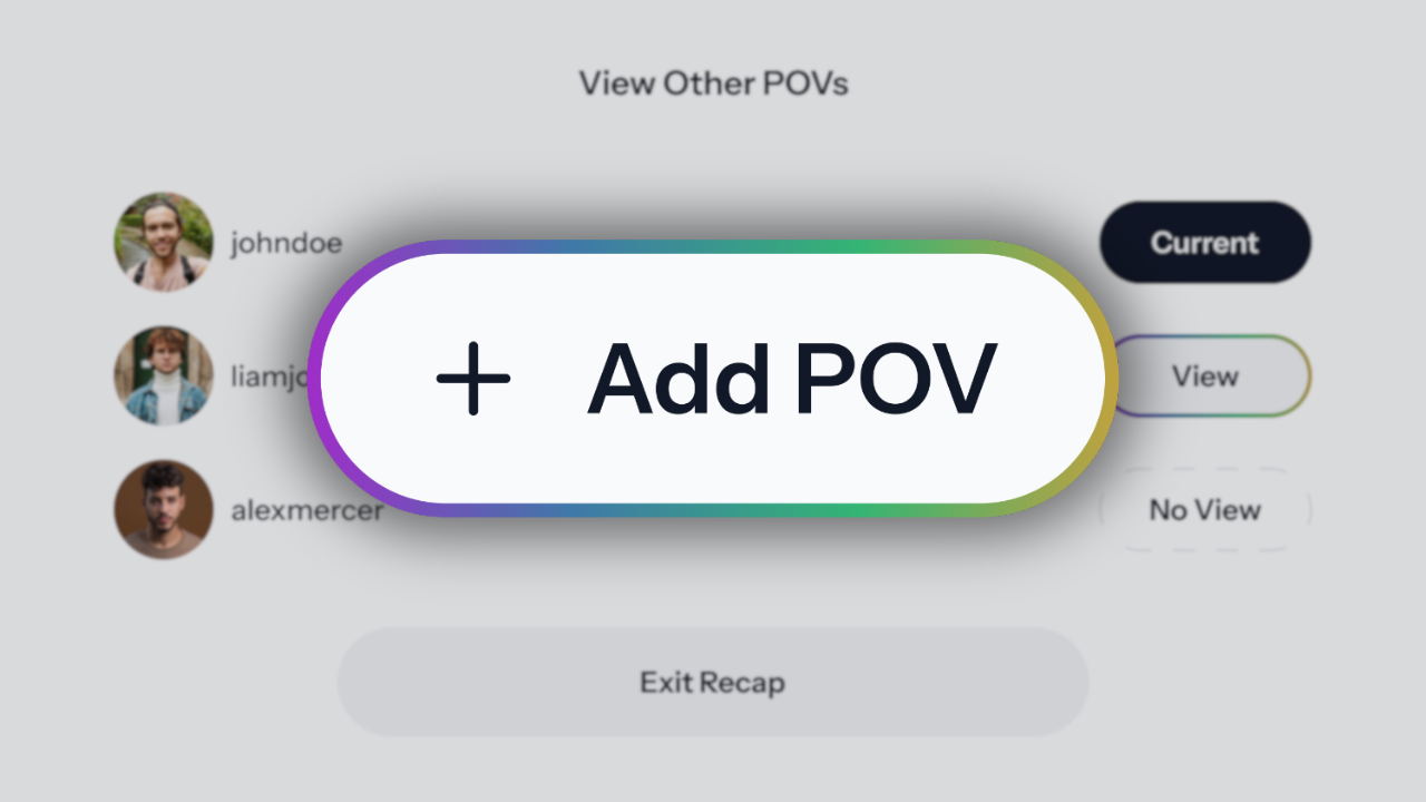 A UI element showing the "Add POV" button for a shared memory.